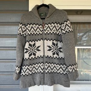 Woolrich Women's 100% Lambs Wool Knit Full Zip Fair Isle Jacket Size large